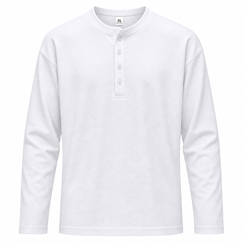Black Waffle Knit Full Sleeve Henley T-Shirt – B2B Wholesale
