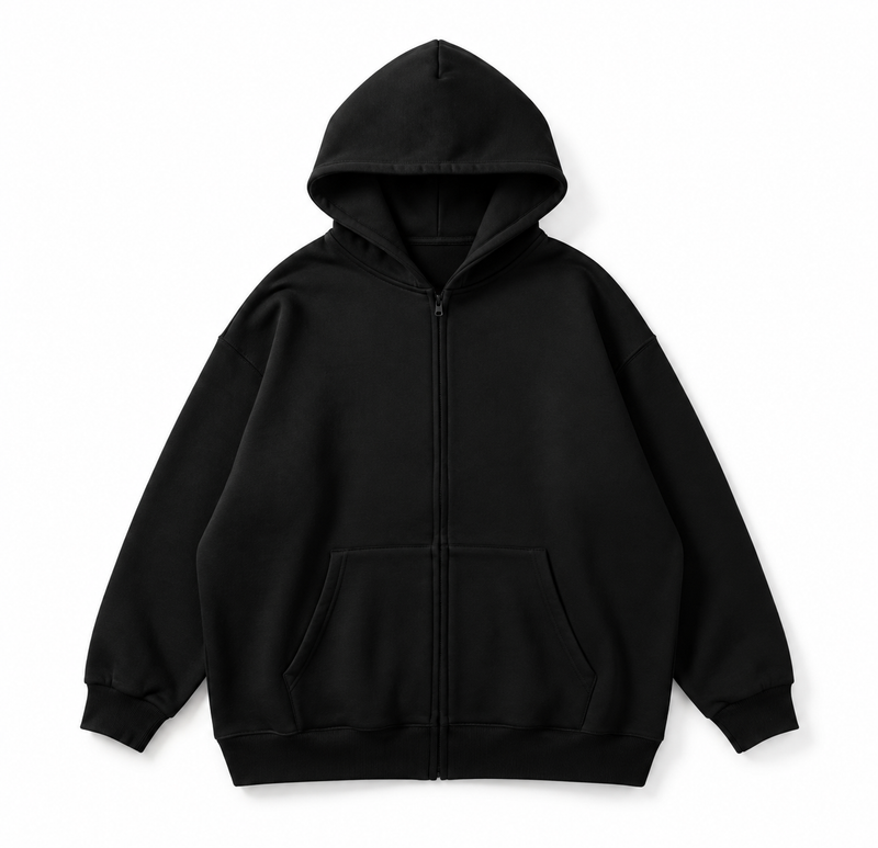 Unisex Heavyweight Oversized Full-Zip Hoodie (Plain Blank)